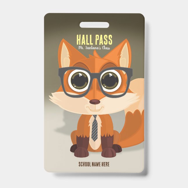 Fox Nerd Hall Pass Abzeichen Ausweis (Vorderseite)