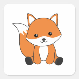 Fox Niedlich Forest Animal Foxes Red Fox Quadratischer Aufkleber