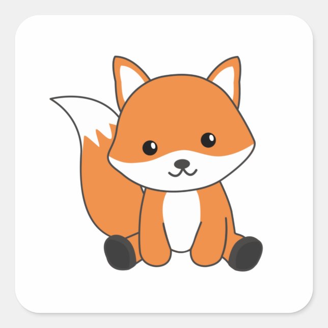 Fox Niedlich Forest Animal Foxes Red Fox Quadratischer Aufkleber (Vorderseite)