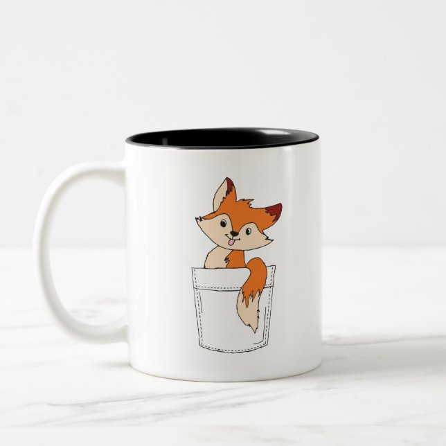Fox Niedlich Zeichnend Fox in Pocket Niedlich Fox  Zweifarbige Tasse (Links)