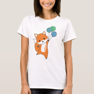 Fox Niedlicher Tiere Flies Balloons Children T-Shirt