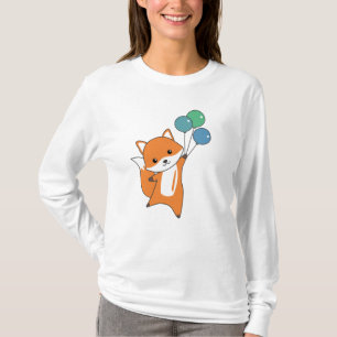 Fox Niedlicher Tiere Flies Balloons Children T-Shirt