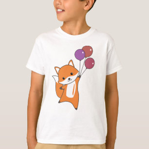Fox Niedlicher Tiere Flies Balloons Children T-Shirt