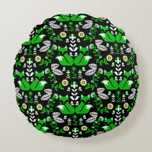 Fox Nordic Skandinavier Folk Art Tableclout Rundes Kissen