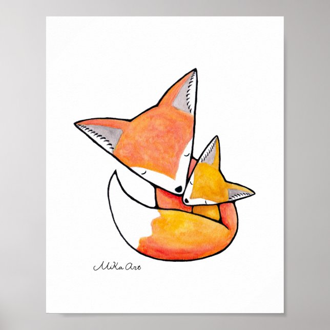 Fox Nursery Art Mom Baby Woodland Animal Poster (Devant)