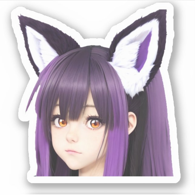 Fox Oars auf Anime Girl Aufkleber (Vorderseite)