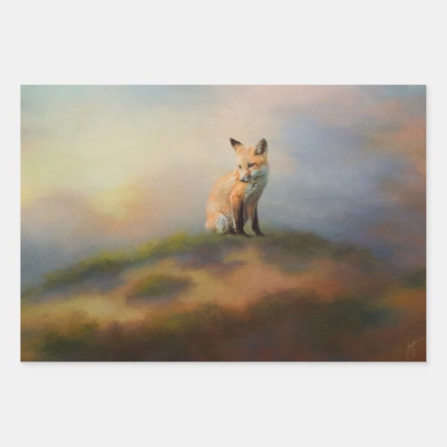 Fox on a Hill Wildlife Decoupage Geschenkpapier Set (Vorderseite)