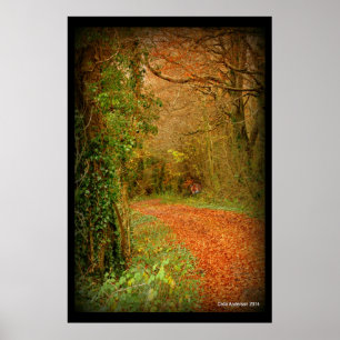 Fox on Golden Path Poster ~ Fantasy