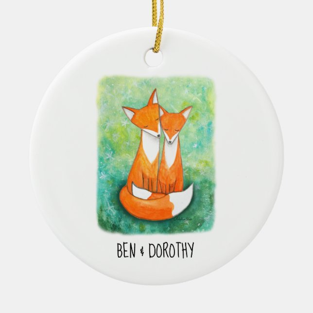 Fox Paar Geschenk erste Weihnachten gemeinsam Cust Keramik Ornament (Vorne)