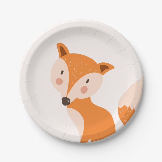 Fox Paper Tellers Baby Dusche Woodlandtiere Niedli Pappteller (Vorderseite)