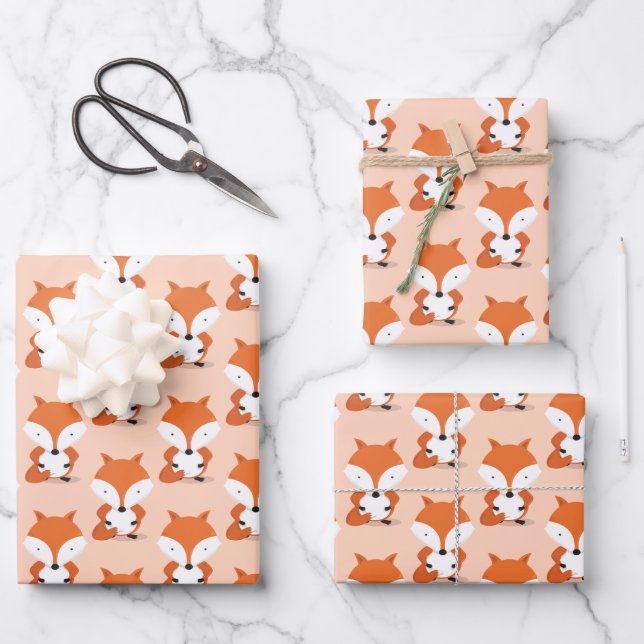 Fox Pattern Animal Geschenkpapier Set (Vorderseite)