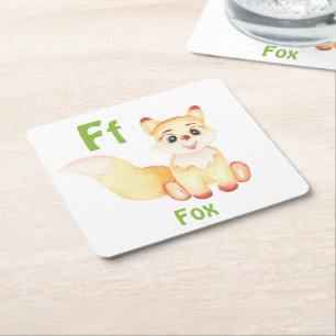 Fox personalisieren ABC: Buchstabe F - Ihren Namen Rechteckiger Pappuntersetzer