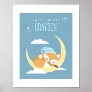 Fox Personalisiert Kinderzimmer Poster Print