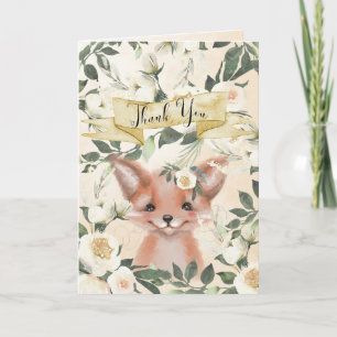 Fox petit mignon baby shower floral carte de remer