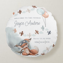 Fox Pilot Birth Stat Throw Kissen