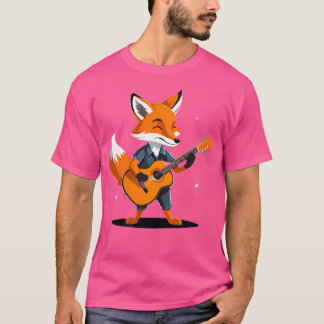 Fox Playing Acoustic Gitarre Fox Gitarrist T-Shirt