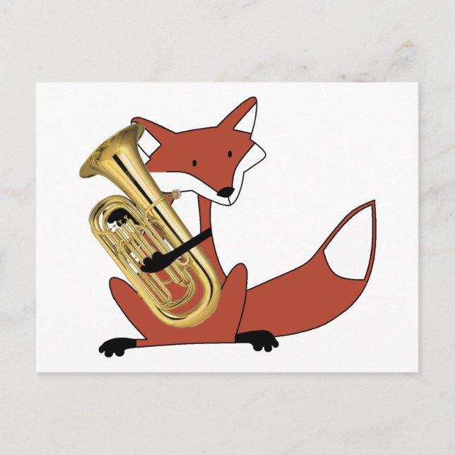 Fox Playing Euphonium Postkarte (Vorderseite)