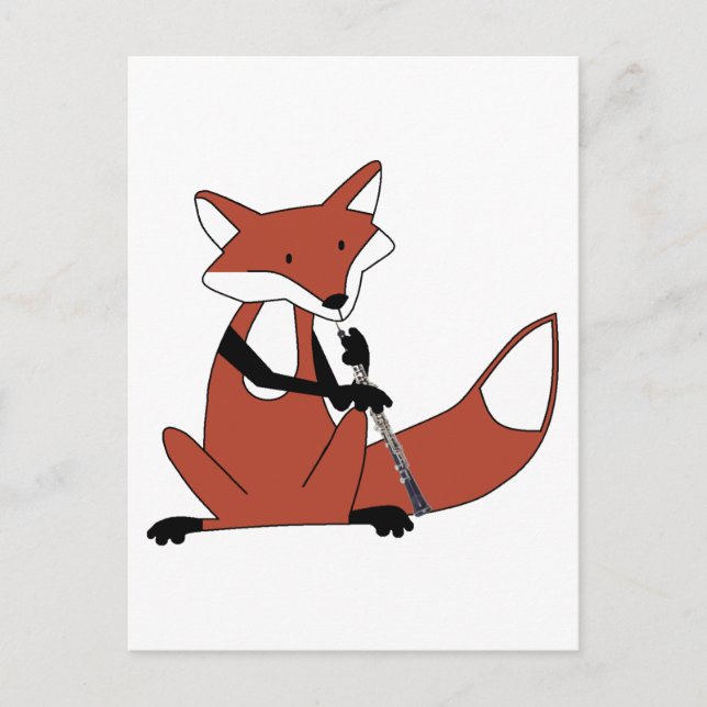 Fox Playing Oboe Postkarte (Vorderseite)