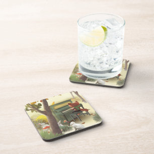 Fox Playing Piano Getränkeuntersetzer