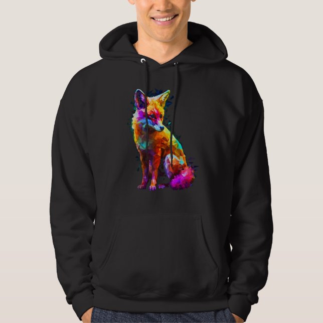 Fox Polygon Colourful  Animal  Animal Fox Hoodie (Vorderseite)