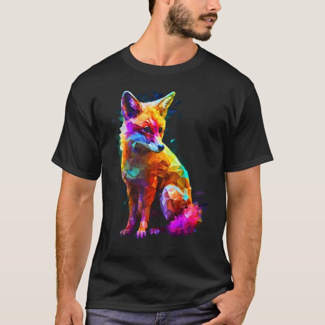 Fox Polygon Colourful  Animal  Animal Fox T-Shirt (Vorderseite)