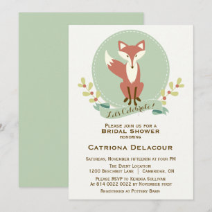 Fox Portrait Blumendusche Einladung