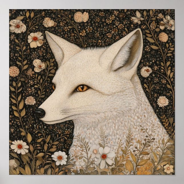 Fox Portrait Kunst, Dichtung und Musik Poster (Vorne)