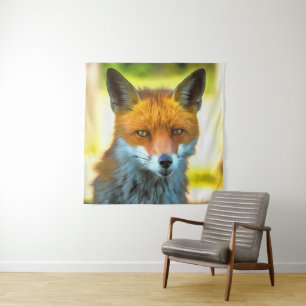 Fox Portrait Realistische Wildnis Kunst, Dichtung Wandteppich