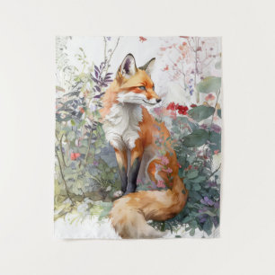 Fox Portrait Tiermalerei Kunst, Dichtung und Musik Wandteppich