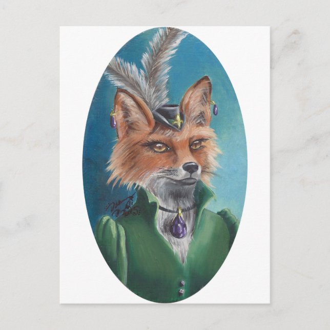 Fox Postcard Animal Postcard Viktorianisch Fox Postkarte (Vorderseite)