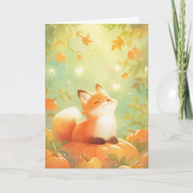 Fox Pumpkin Perch Karte (Vorderseite)