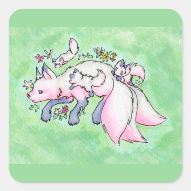 Fox Quadratischer Aufkleber (Vorderseite)