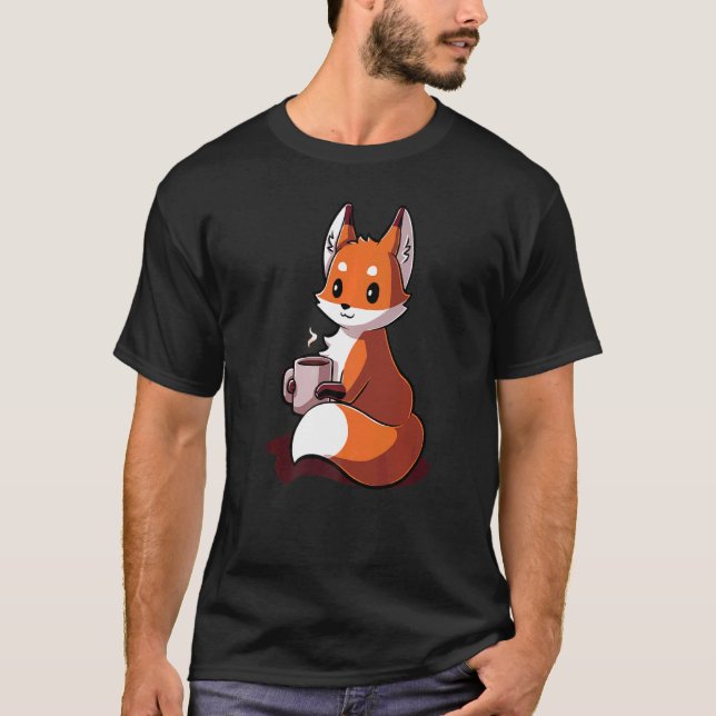 Fox Quote  Drinking Coffee Cool  Fox T-Shirt (Vorderseite)