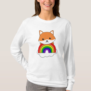 Fox Rainbow Niedlicher Tiere Farbenfoxenwälder T-Shirt