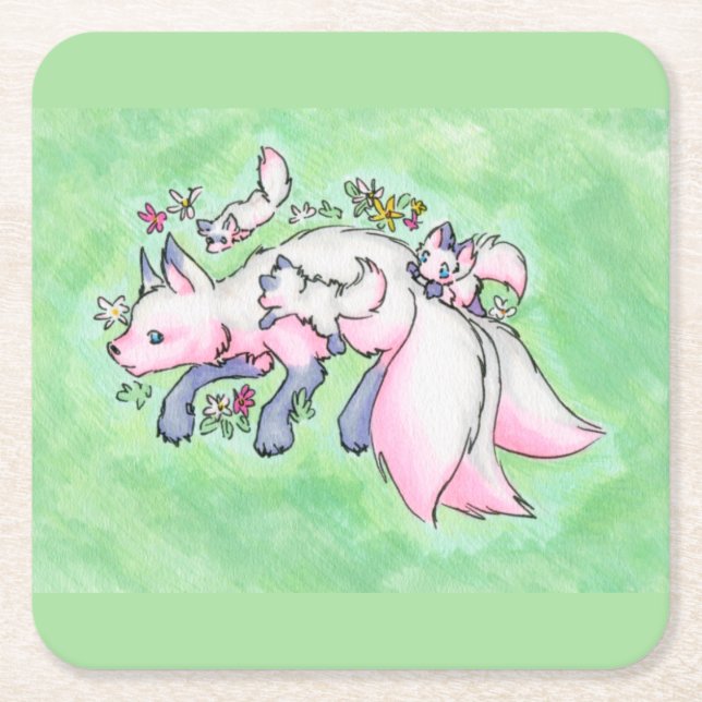 Fox Rechteckiger Pappuntersetzer (Vorderseite)