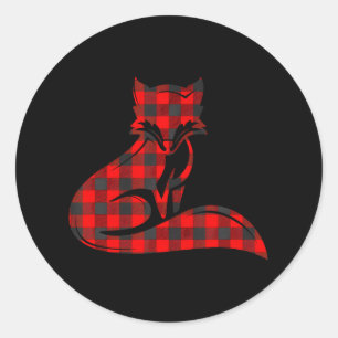 Fox Red Buffalo Kariert Prairie Vixen Matching Runder Aufkleber