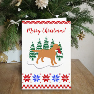 Fox Red Labrador Christmas Evergreen Trees Feiertagskarte