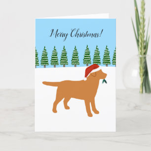 Fox Red Labrador Christmas Evergreen Weihnachtsman Feiertagskarte