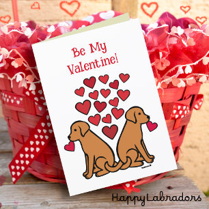 Fox Red Labrador Duo Hearts Valentine Feiertagskarte