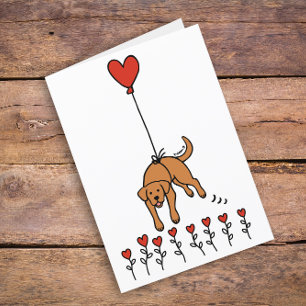 Fox Red Labrador Heart Balloon Vielen Dank Feiertagskarte