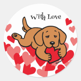 Fox Red Labrador Puppy Cheart Valentine Runder Aufkleber