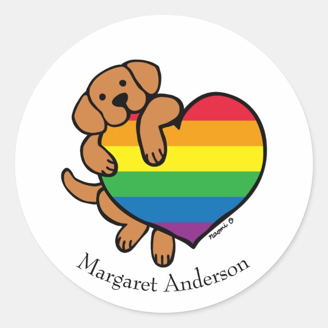 Fox Red Labrador Rainbow Pride Runder Aufkleber (Vorderseite)