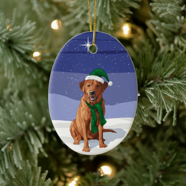 Fox Red Labrador Retriever Christmas Dog Keramik Ornament (Baum)