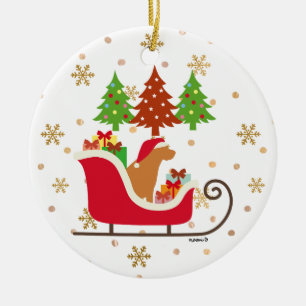 Fox Red Labrador Silhouette Christmas Sleigh Keramik Ornament