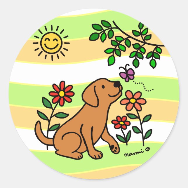 Fox Red Labrador und Green Runder Aufkleber (Vorderseite)