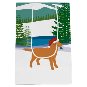 Fox Red Labrador Weihnachtsansicht Mittlere Geschenktüte