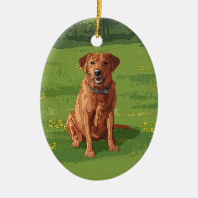 Fox Red Yellow Labrador Retriever Dog Keramik Ornament (Vorne)
