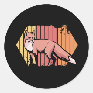 Fox Retro Vintag Runder Aufkleber