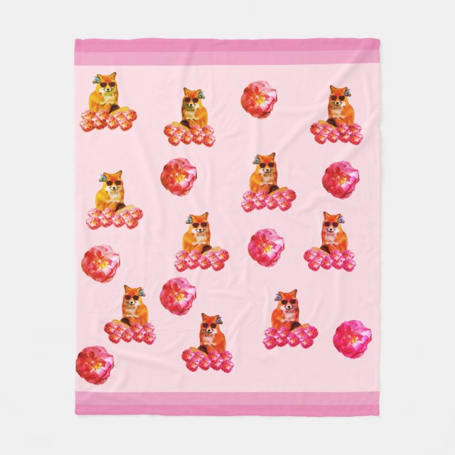 Fox & Rose Pop Art Fleece Blanket (Vorderseite)