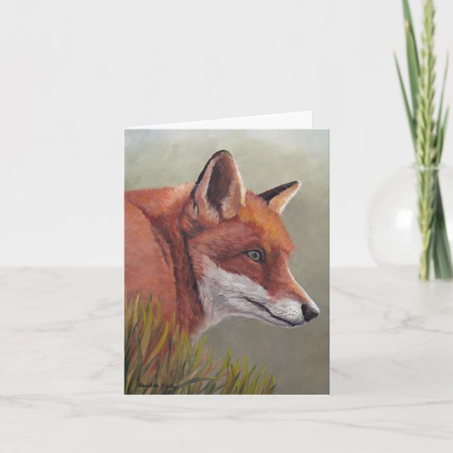 Fox rouge dans la carte de note animale d'art (Devant)